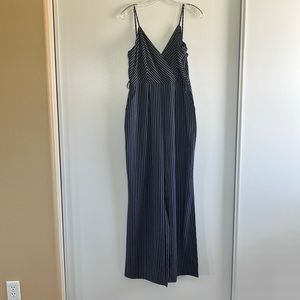 Blue and white striped jumpsuit